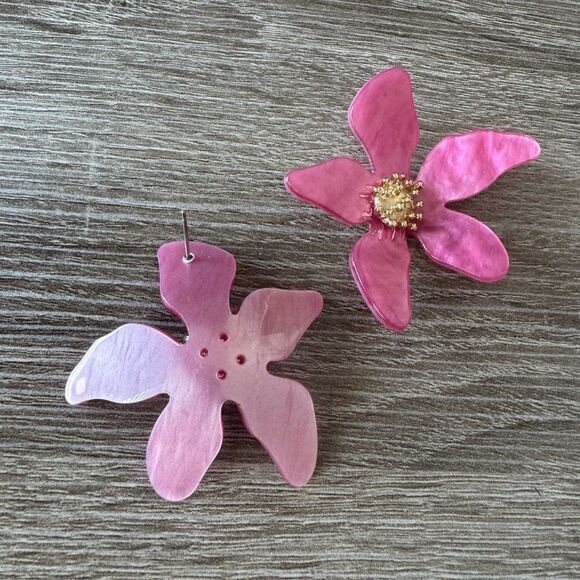 Bohemian purple flower earrings A272 - Picture 4 of 5